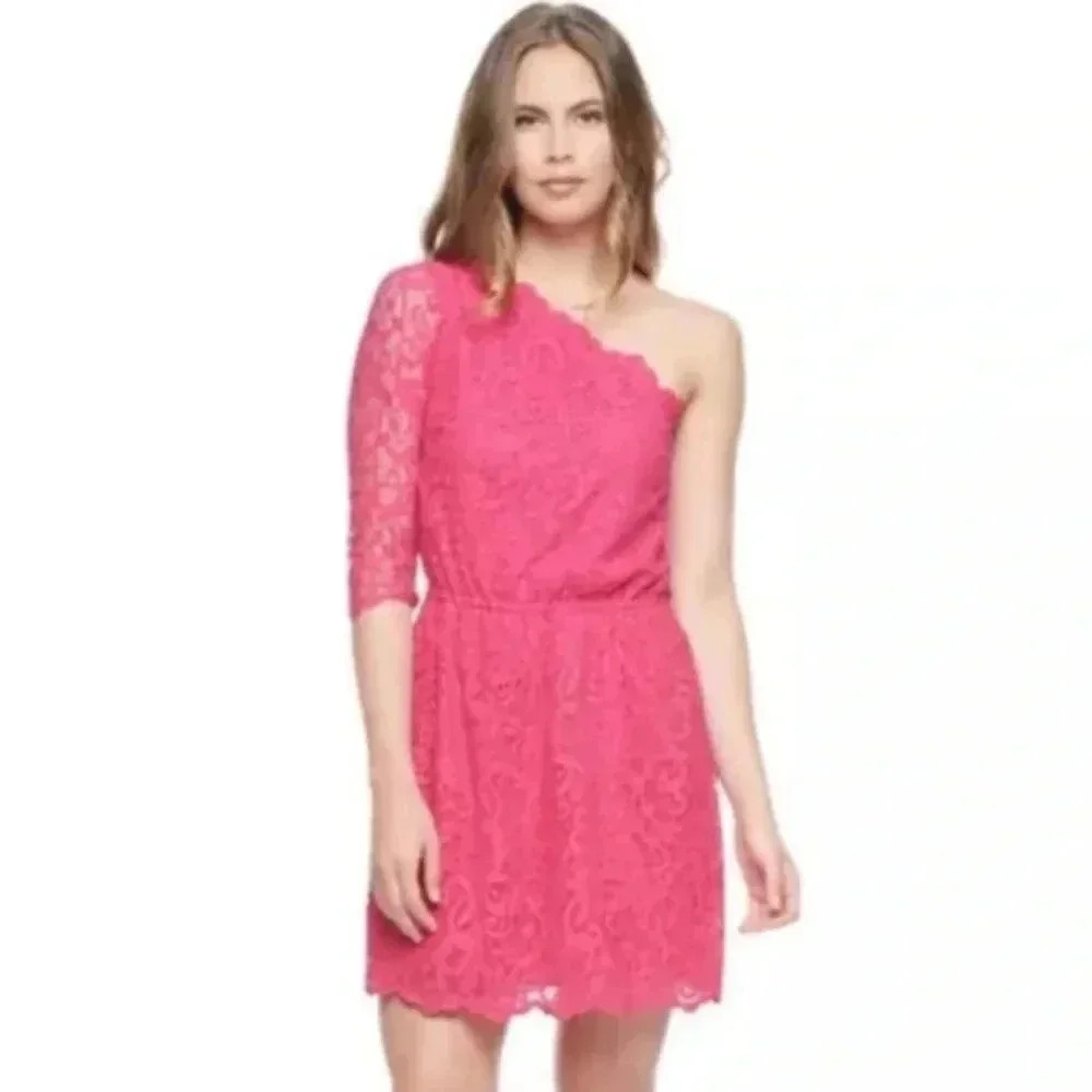 Juicy Couture One Shoulder Lace Cocktail Dress Pink Starlet Women’s Size 2